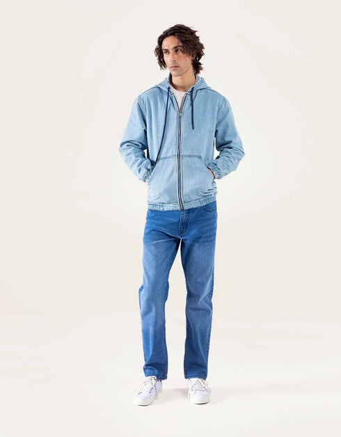 DENIM ZIPPER HOODIE